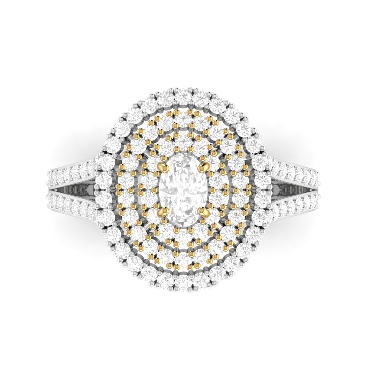 Jasmine Oval Cut Natural Diamond Engagement Ring in 18K Gold