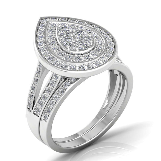 Ego Pear Cluster Natural Diamond Bride Set in 18K Gold