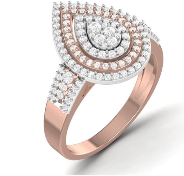 Jade Pear Cut Natural Diamond Cluster Engagement Ring in 18K Gold