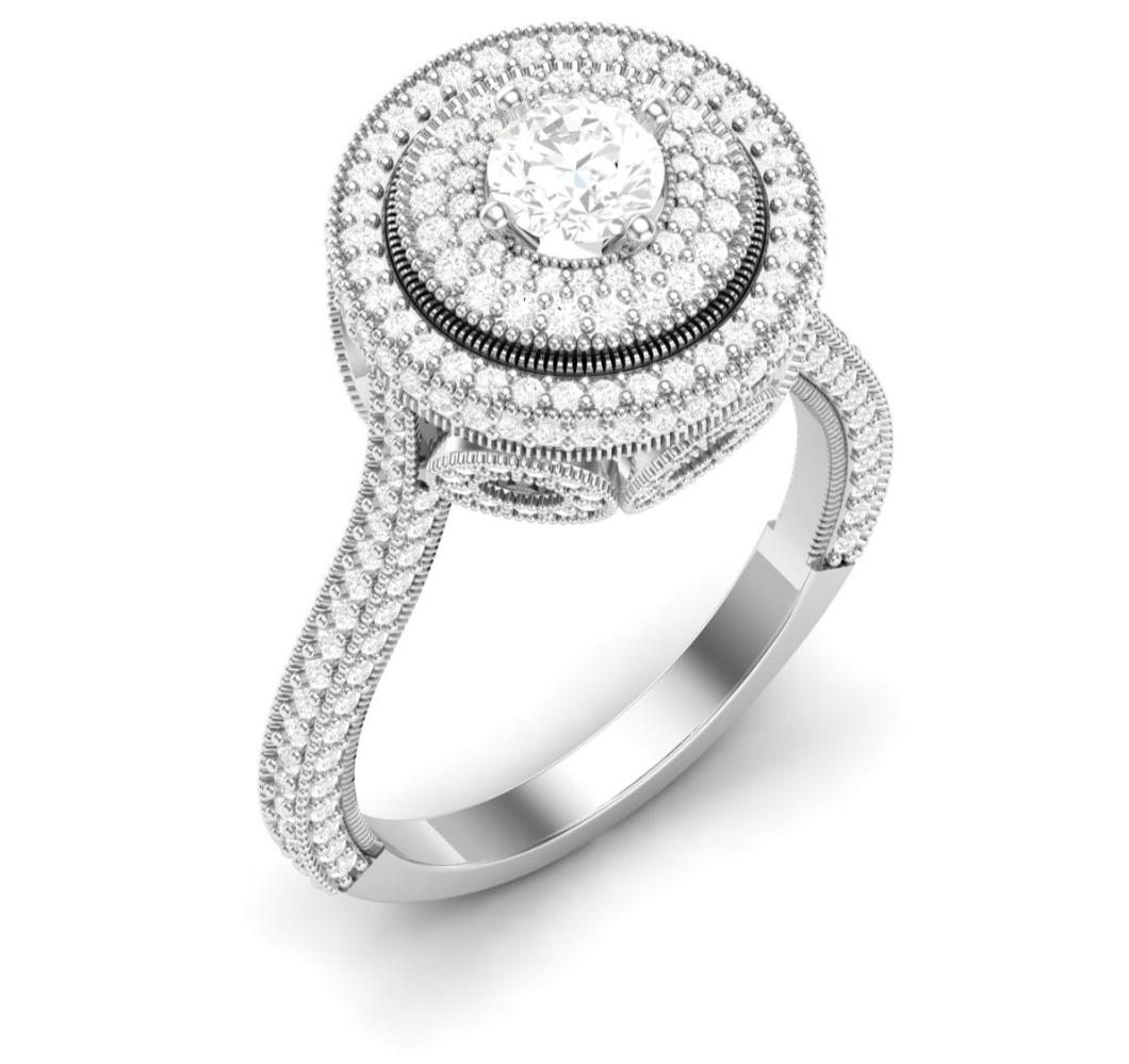 Zack Round Cut CZ Engagement Ring in 925 Sterling Silver