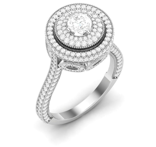 Zack Round Cut CZ Engagement Ring in 925 Sterling Silver