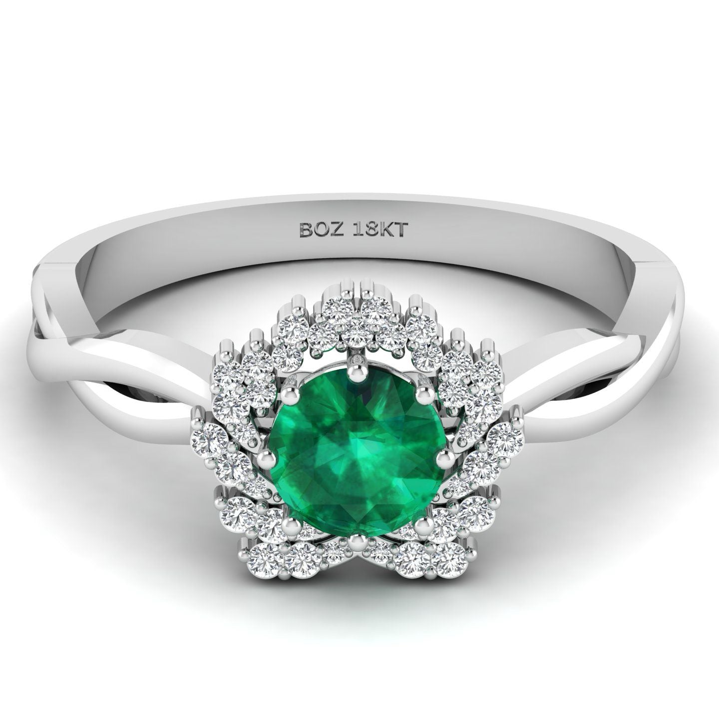 BOZ Forever Natural Diamond Gemstone Engagement Ring in 18K Gold