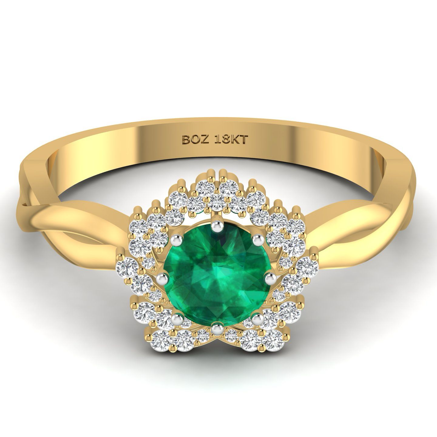 BOZ Forever Natural Diamond Gemstone Engagement Ring in 18K Gold