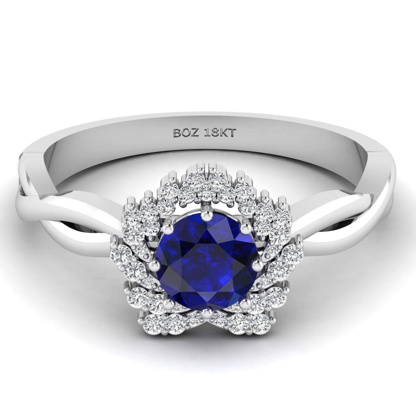 BOZ Forever Natural Diamond Gemstone Engagement Ring in 18K Gold