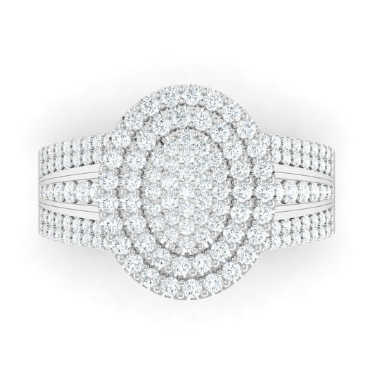 Omoni Oval Cluster Natural Diamond Engagement Ring in 18K Gold