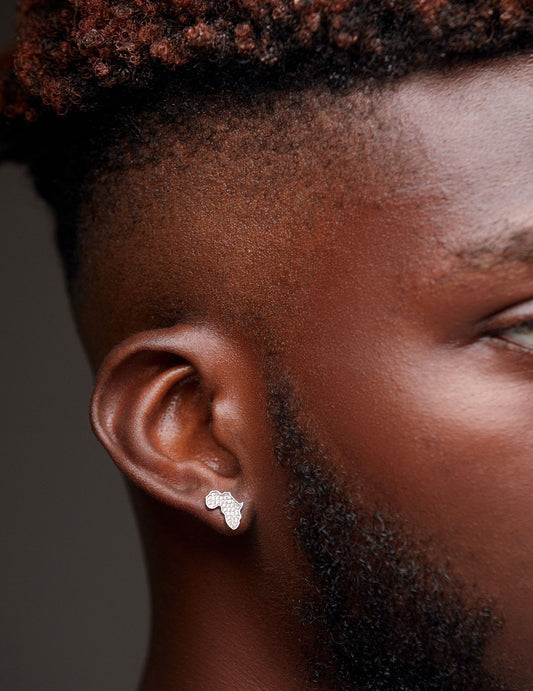 African Heritage Map Natural Diamond Studs in 18K Gold