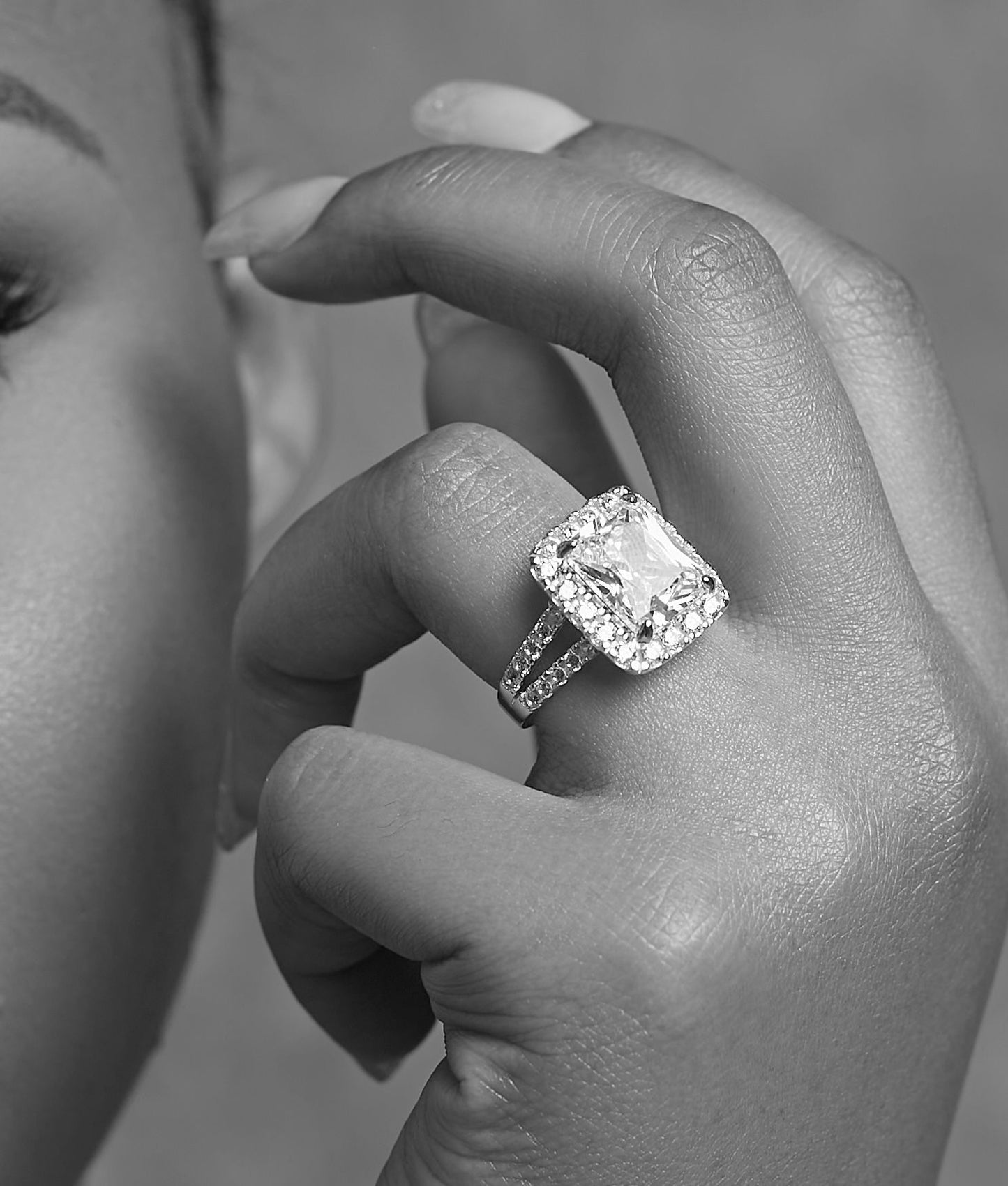 Zoe Radiant Cut CZ Engagement Ring in 925 Sterling Silver