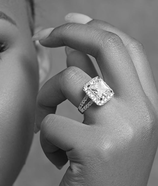 Zoe Radiant Cut CZ Engagement Ring in 925 Sterling Silver