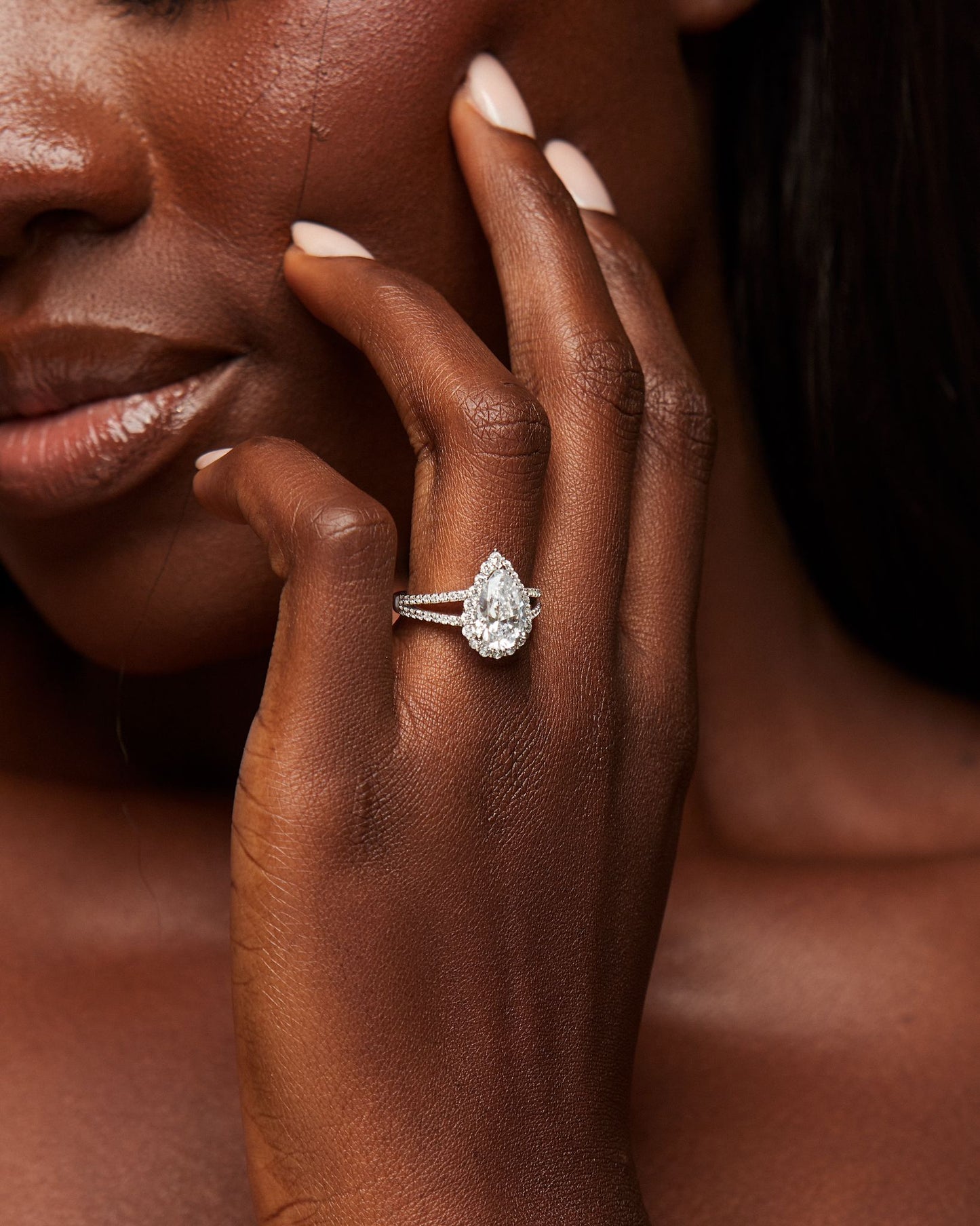 Aurora Sterling Silver Pear CZ Engagement Ring IN 925 Sterling Silver