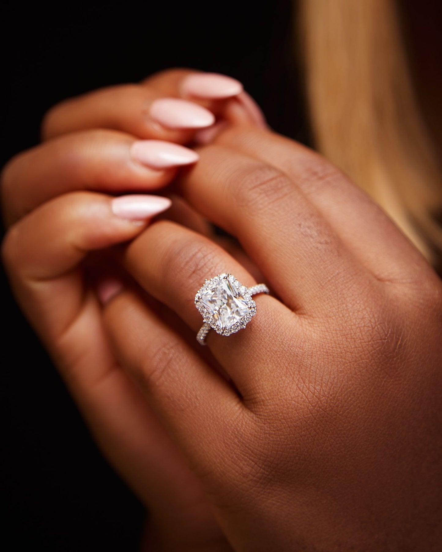 Quinn Radiant Cut CZ Engagement Ring in 925 Sterling Silver
