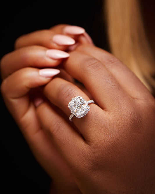 Quinn Radiant Cut CZ Engagement Ring in 925 Sterling Silver