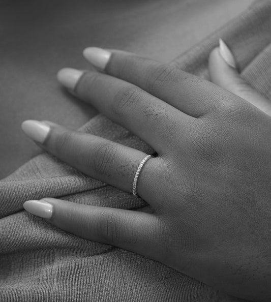 2MM Pave CZ Band in 925 Sterling Silver