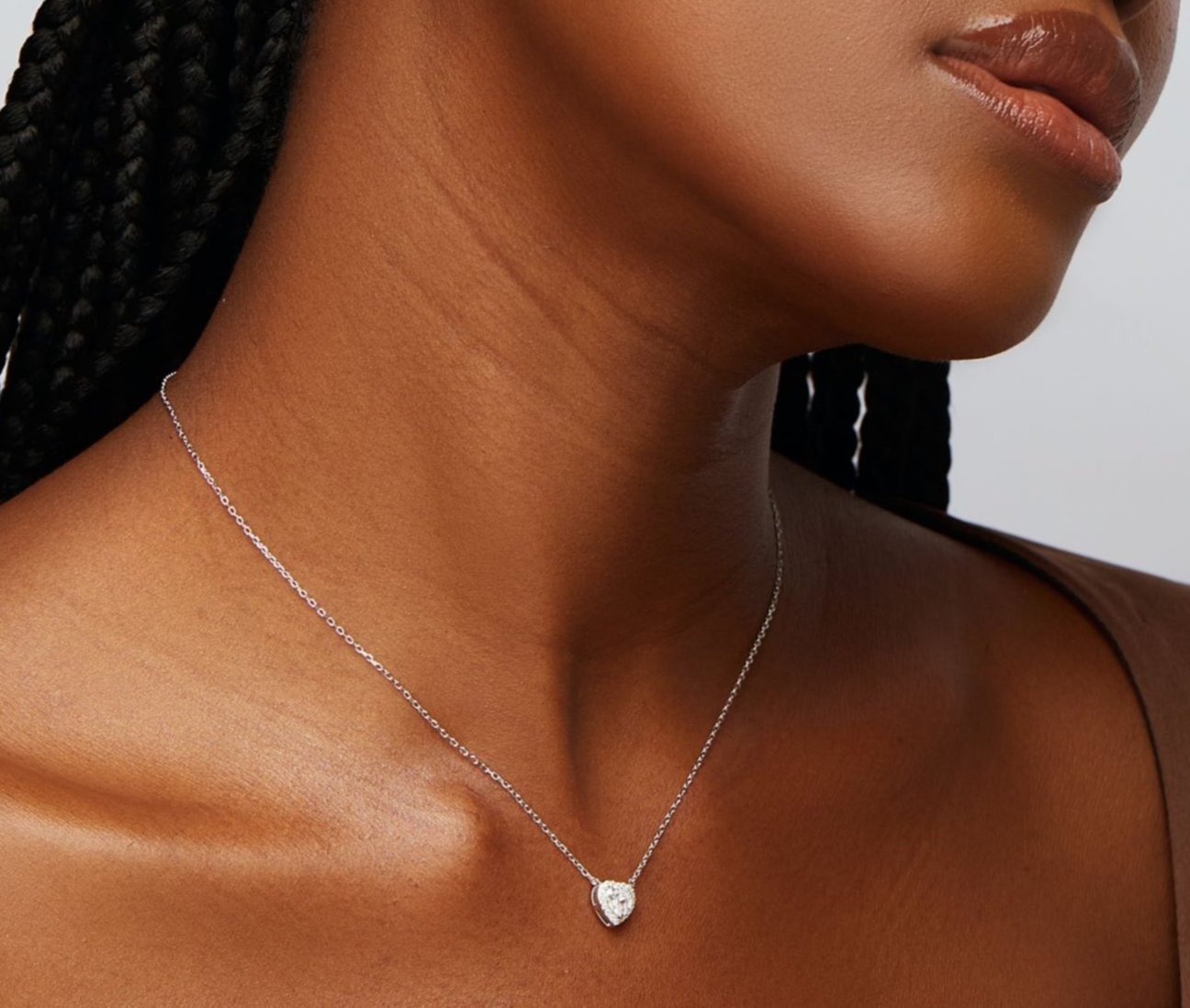 Hearts Solitaire Moissanite Necklace -Earrings Set