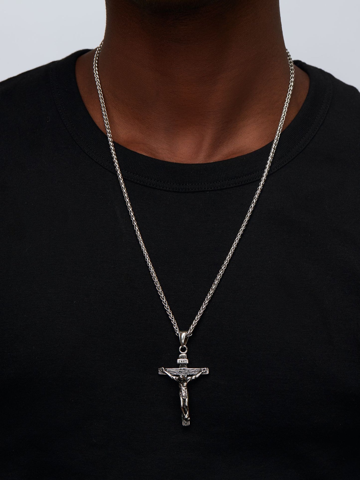 Asher Silver Cross Steel Necklace
