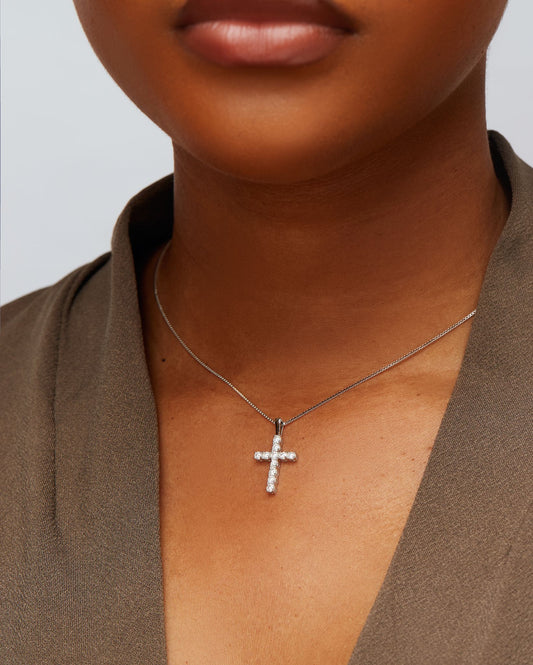 Island Moissanite Cross Necklace