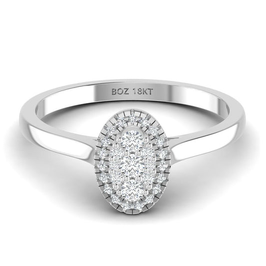 Leah Oval Cut Natural Diamond Engagement Ring in 18K Gold