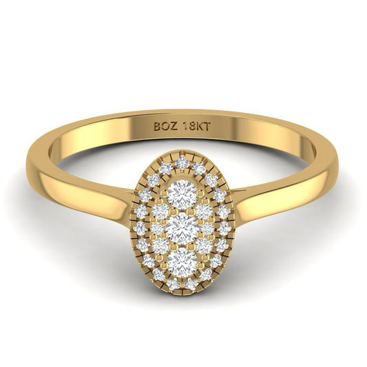 Leah Oval Cut Natural Diamond Engagement Ring in 18K Gold