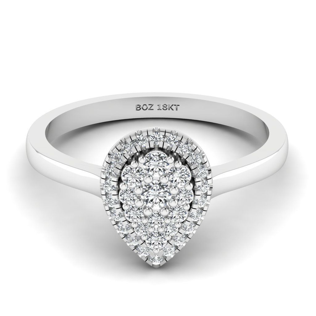 Leah Pear Cut Natural Diamond Engagement Ring in 18K Gold