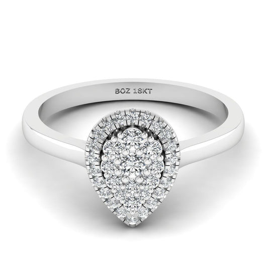 Leah Pear Cut Natural Diamond Engagement Ring in 18K Gold