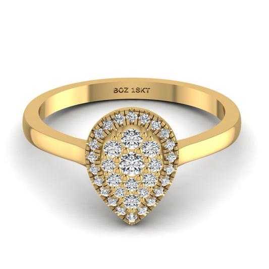 Leah Pear Cut Natural Diamond Engagement Ring in 18K Gold