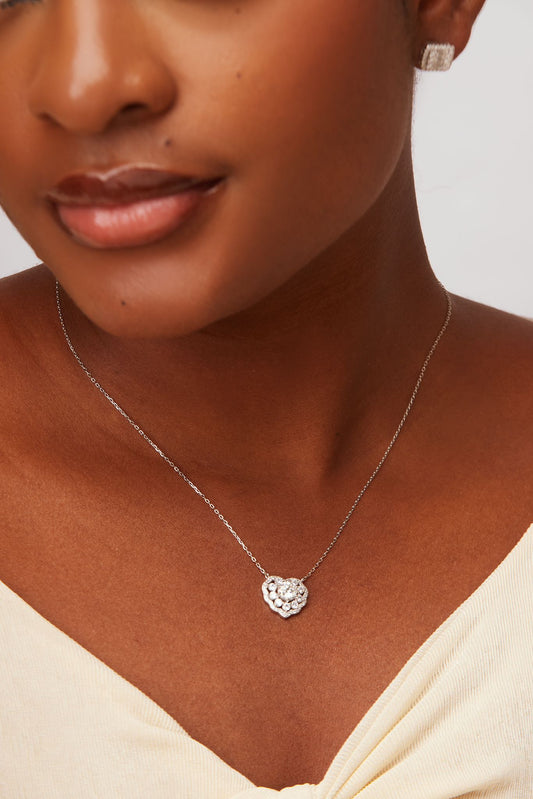 Moon Heart Moissanite Necklace