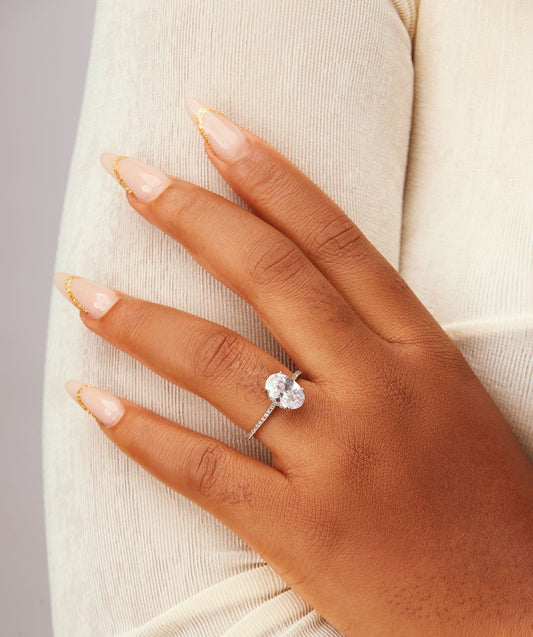 Simi Oval Cut CZ Engagement Ring in 925 Sterling Silver