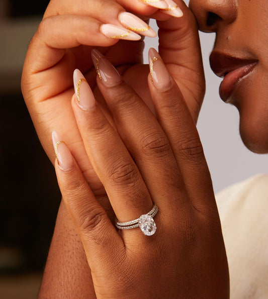 Simi Oval Cut CZ Bride Set in 925 Sterling Silver