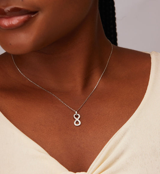 Amit Moissanite Infinity Necklace in 925 Sterling Silver
