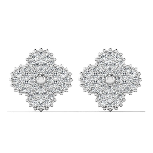 Midball Clover Natural Diamond Stud Earrings