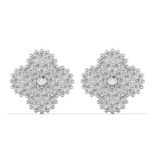 Midball Clover Diamond Stud Earrings in 18k Gold