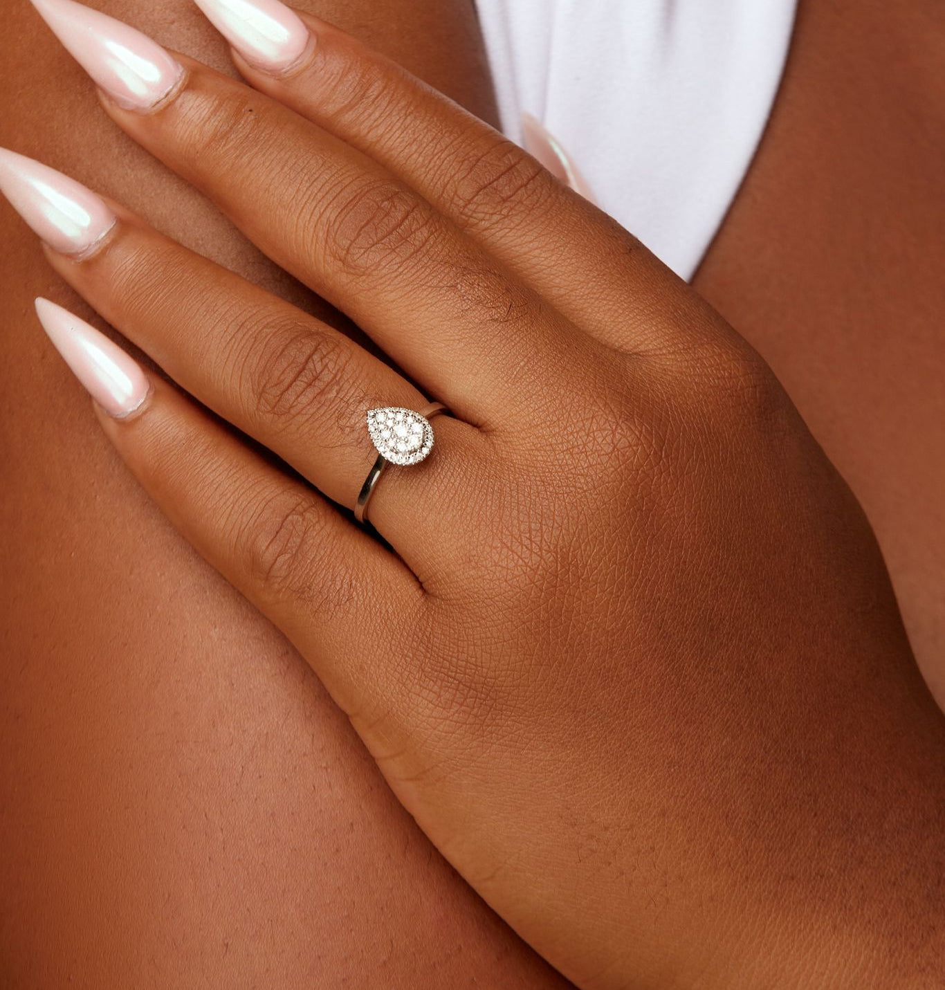Leah Pear Cut Natural Diamond Engagement Ring in 18K Gold
