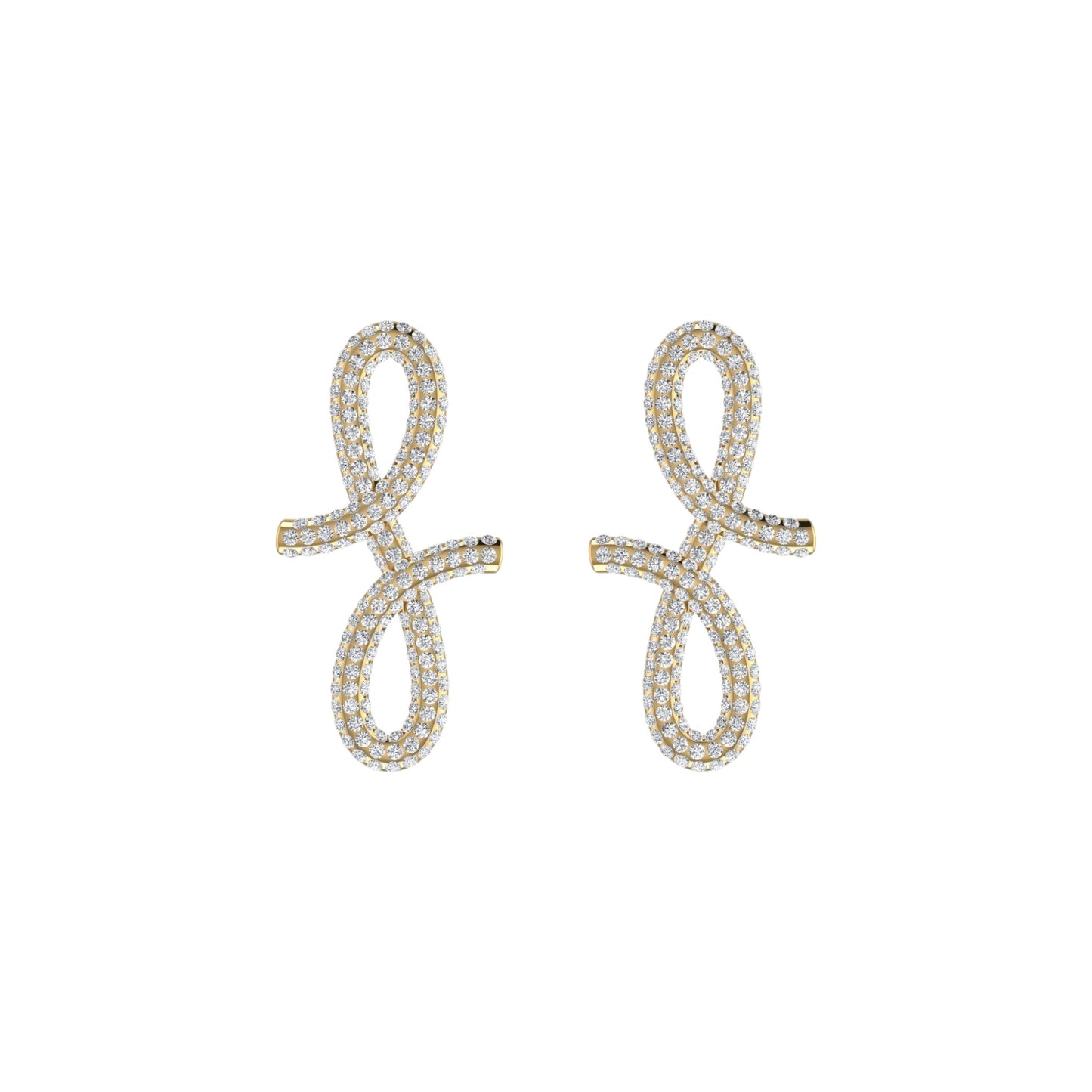 3D Oiza Infinie Pave Diamond Earrings in 18K Gold