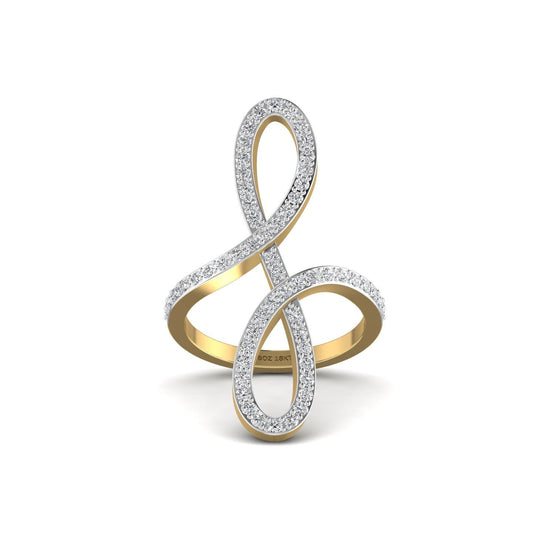 Oiza Infinie Mini Pave Diamond Ring in 18K Gold