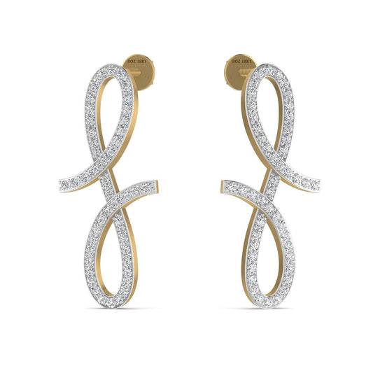 Oiza Infinie Mini Pave Diamond Earrings in 18K Gold