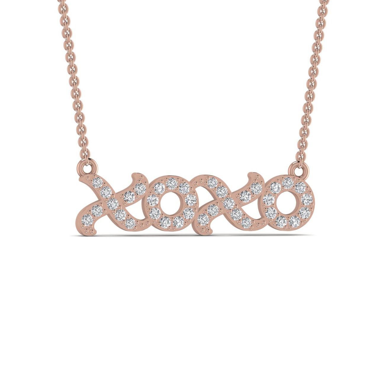 XOXO Mini Natural Diamond Necklace in 18K Gold