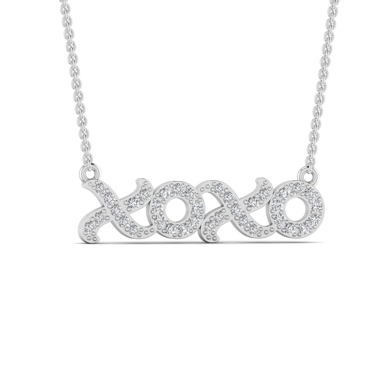 XOXO Mini Natural Diamond Necklace in 18K Gold