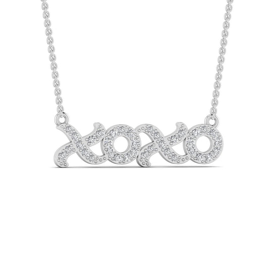 XOXO Mini Natural Diamond Necklace in 18K Gold