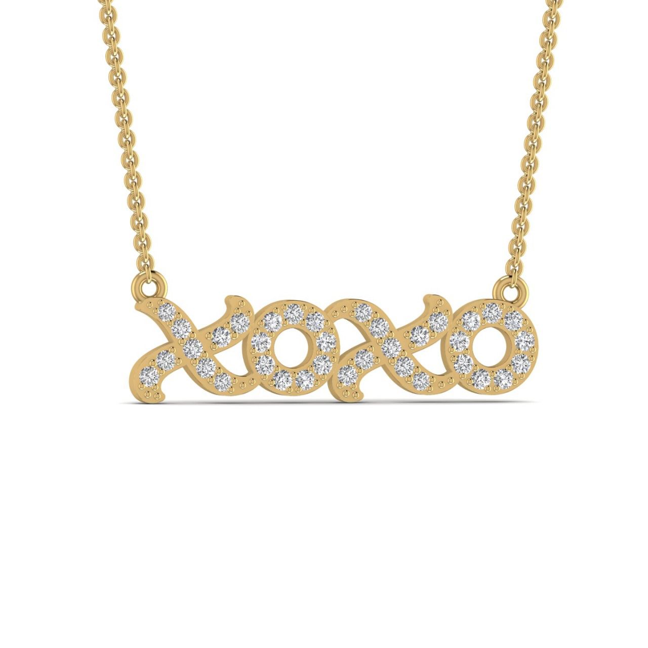 XOXO Mini Natural Diamond Necklace in 18K Gold