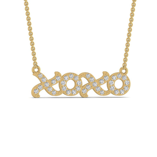 XOXO Mini Natural Diamond Necklace in 18K Gold