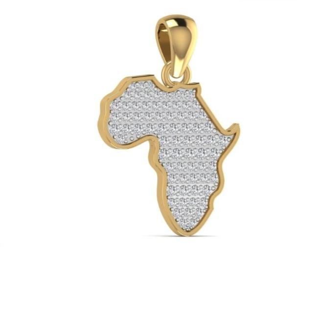 African Heritage Map Diamond Pendant in 18K Gold