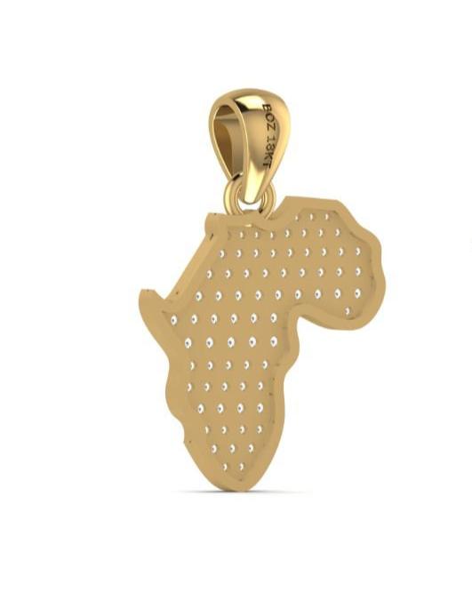 African Heritage Map Diamond Pendant in 18K Gold