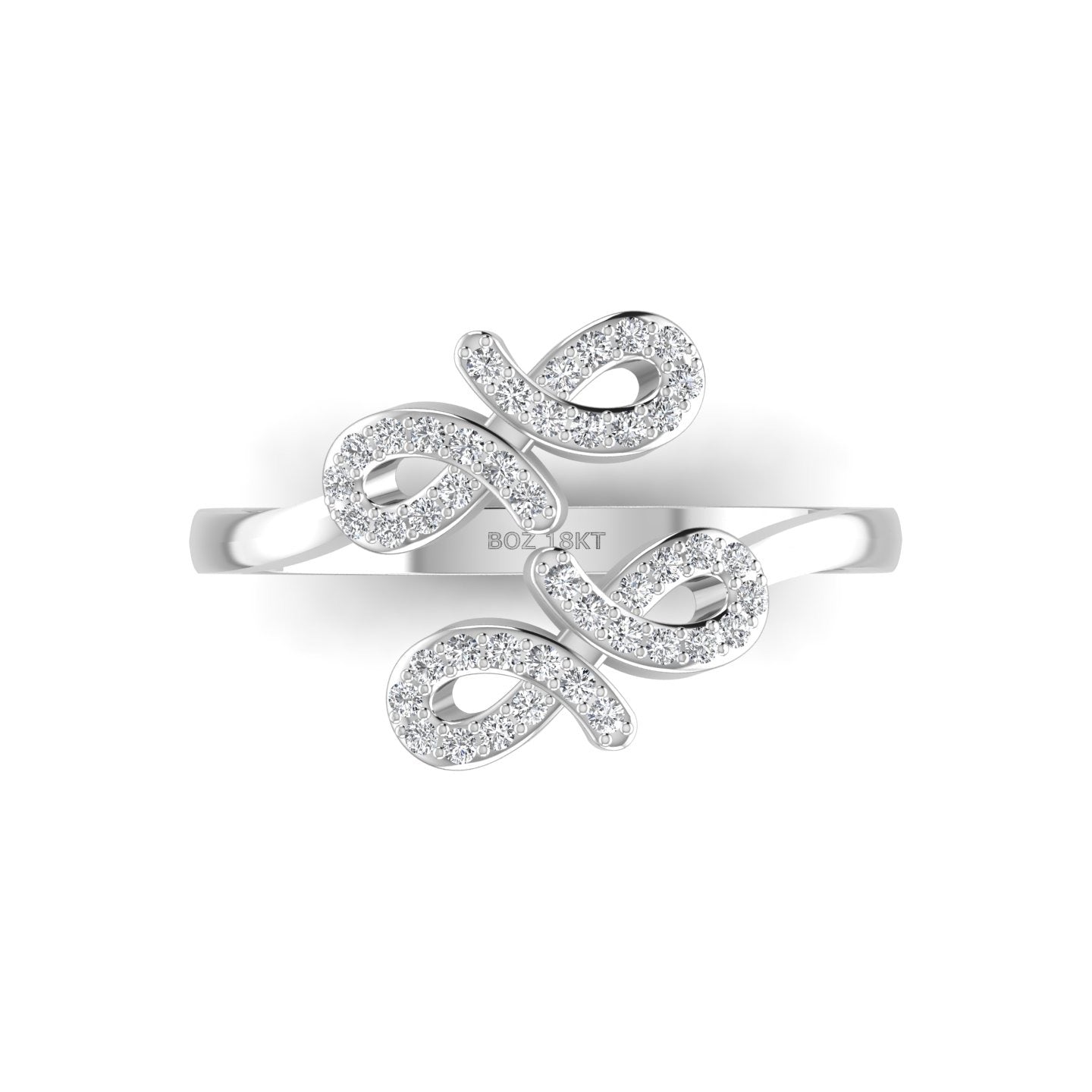 Oiza Infinie Cuff Pave Diamond Ring in 18K Gold