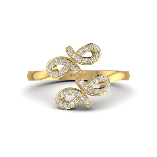 Oiza Infinie Cuff Pave Diamond Ring in 18K Gold