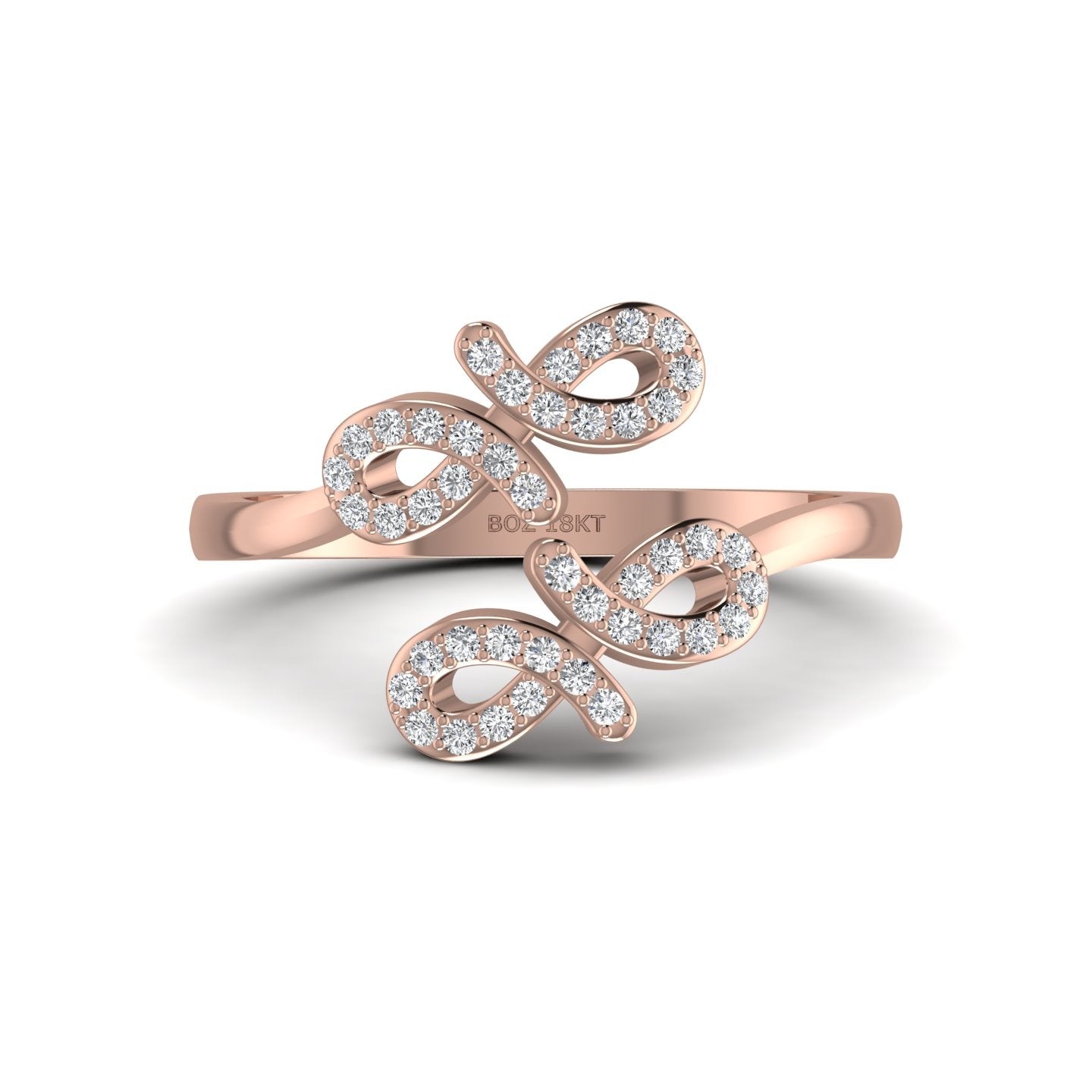 Oiza Infinie Cuff Pave Diamond Ring in 18K Gold