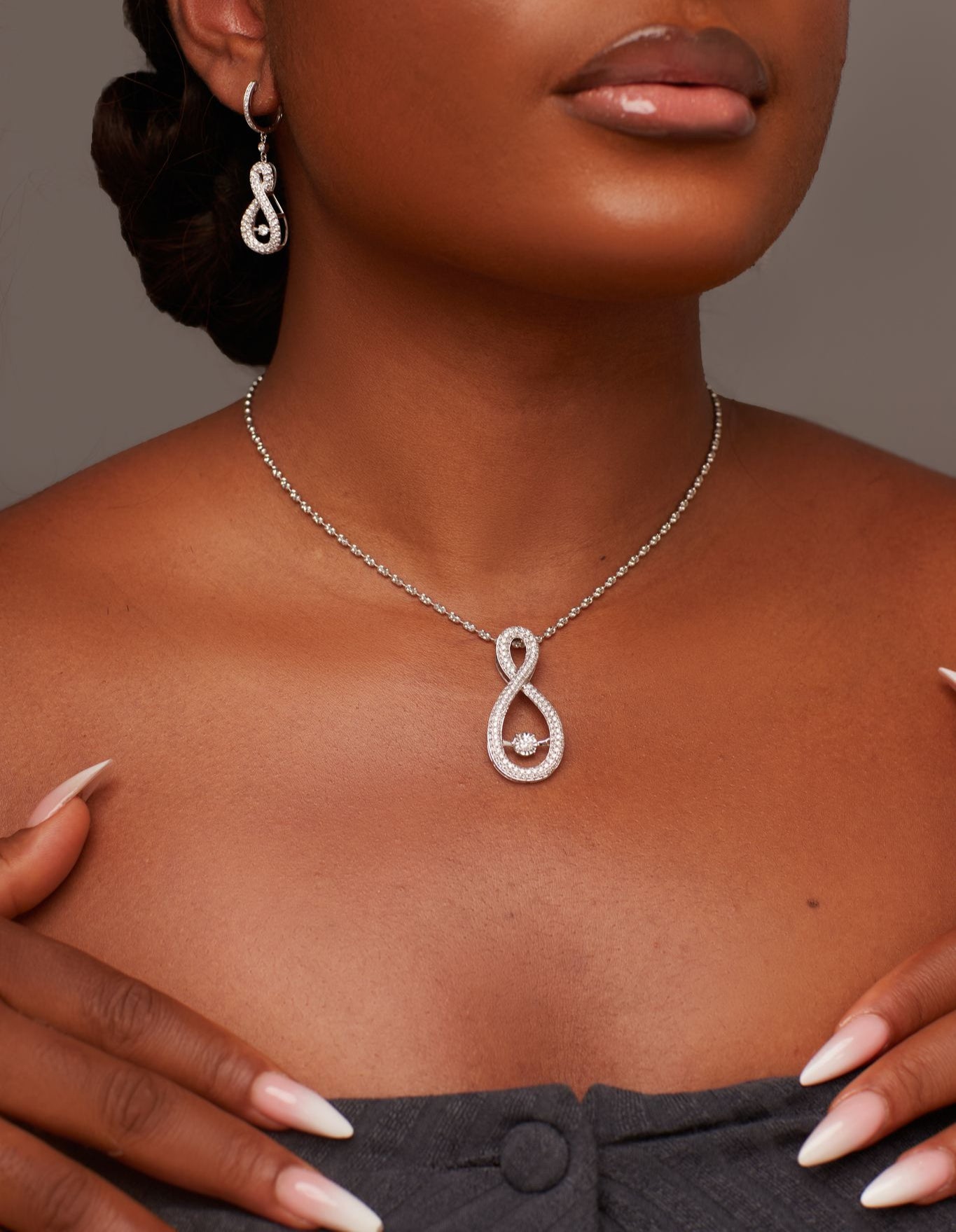 3D Pave Twinkle Infinie Pendant Necklace in 18K Gold