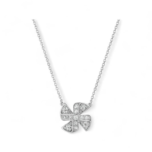 Willow Natural Diamond Encrusted Clover Pendant Necklace in 18K Gold