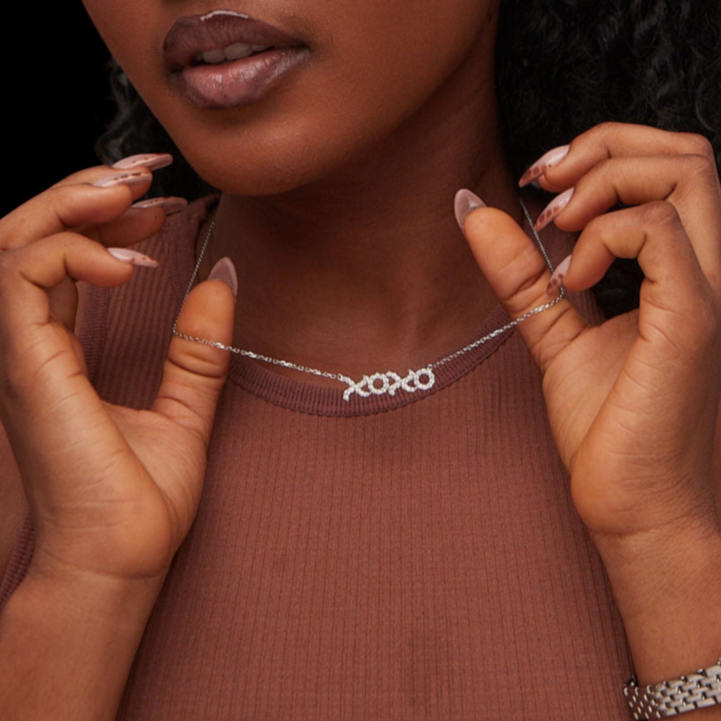 XOXO Mini Natural Diamond Necklace in 18KT Gold