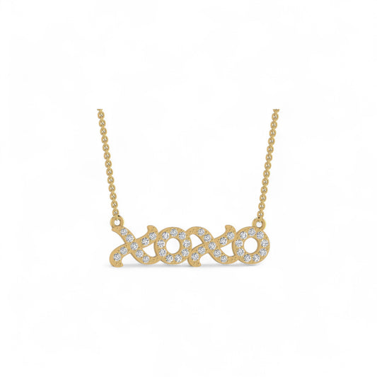 XOXO Mini Natural Diamond Necklace in 18K Gold