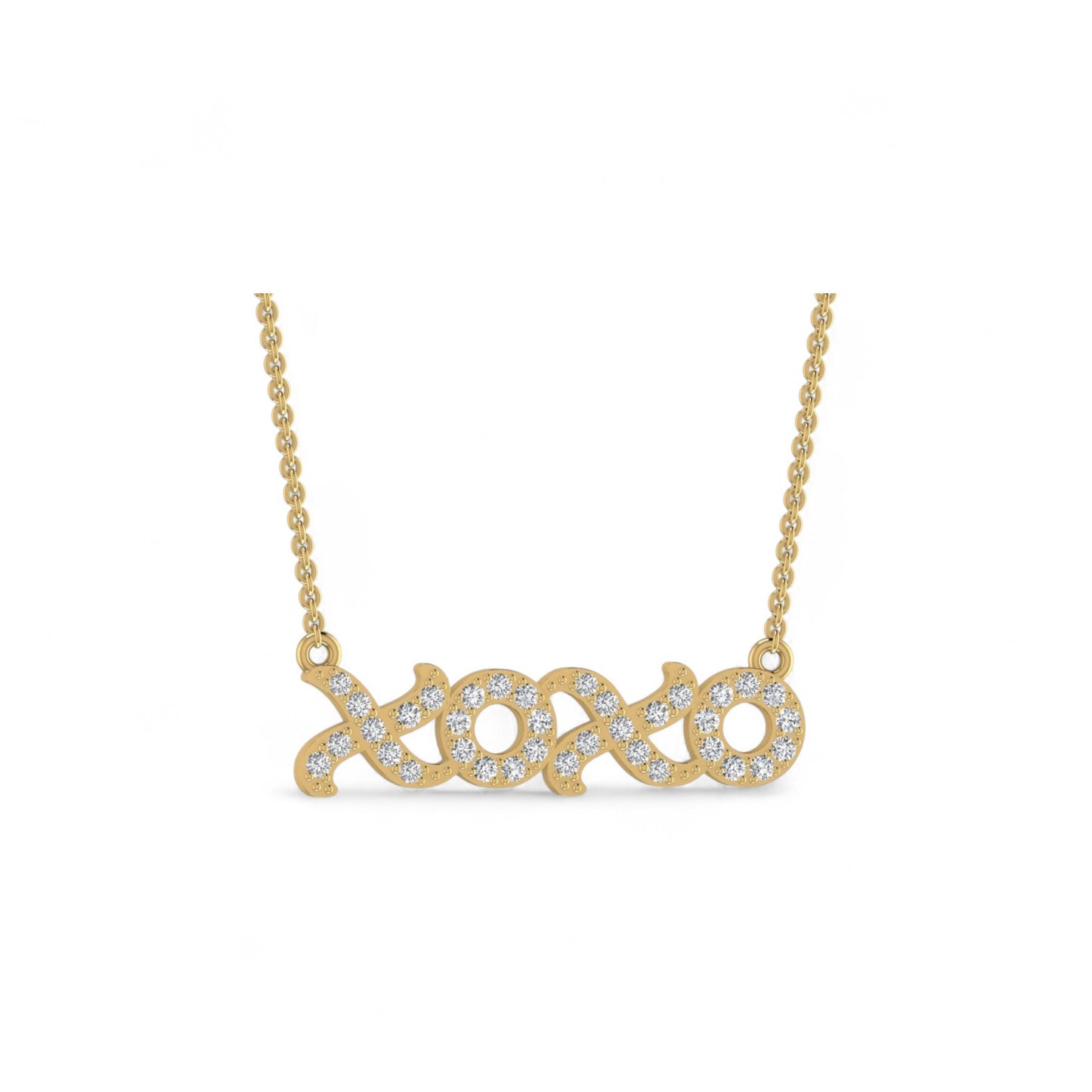 XOXO Natural Diamond Necklace in 18K Gold