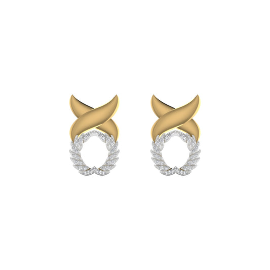 Pair of gold and silver恶魔角耳环